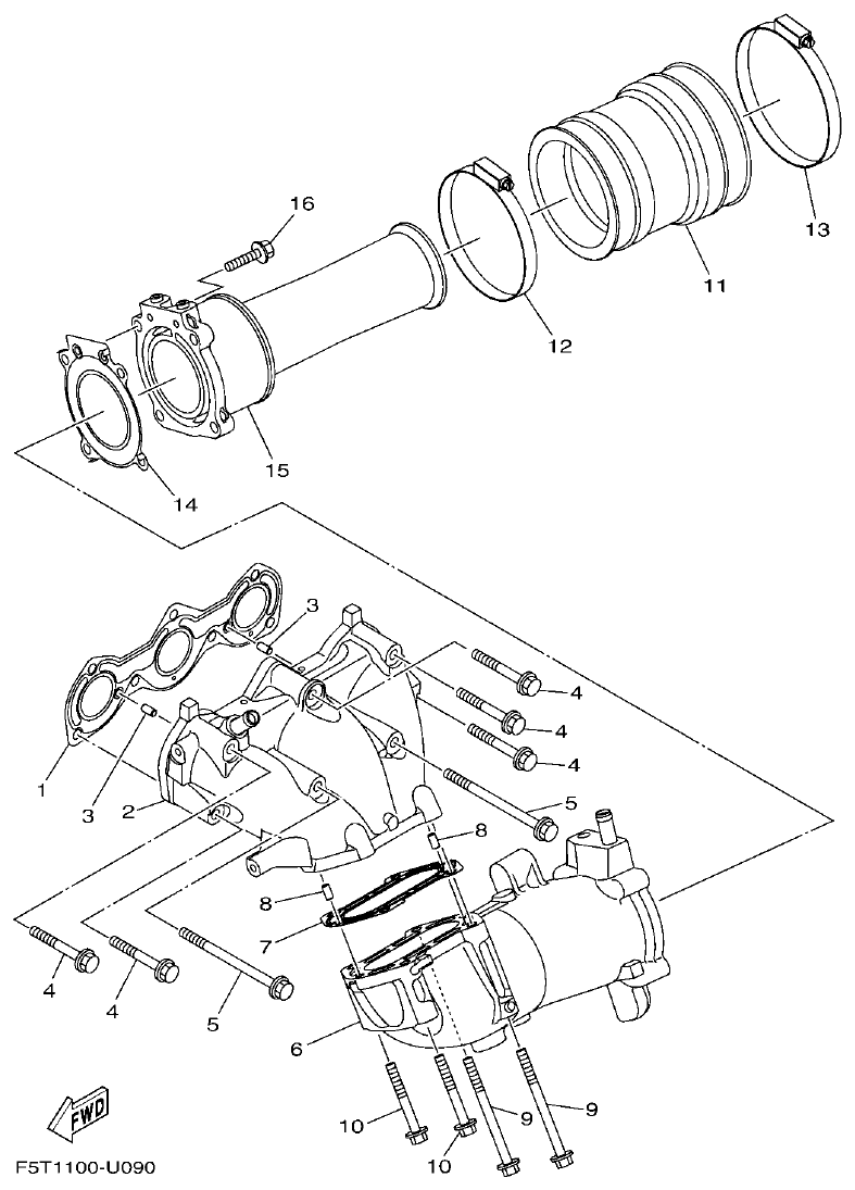 Yamaha VX1050AV EXHAUST 1 parts diagram
